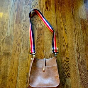 Threaded Pear leather crossbody messenger bag